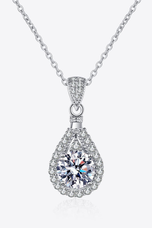 2 Carat Moissanite Teardrop Pendant 925 Sterling Silver Necklace Carauana Store