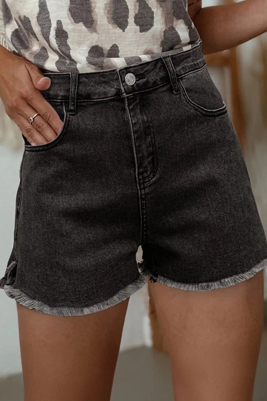 Raw Hem High Waist Denim Shorts Carauana Store