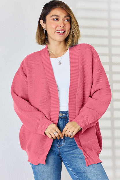 Open Front Dropped Shoulder Cardigan