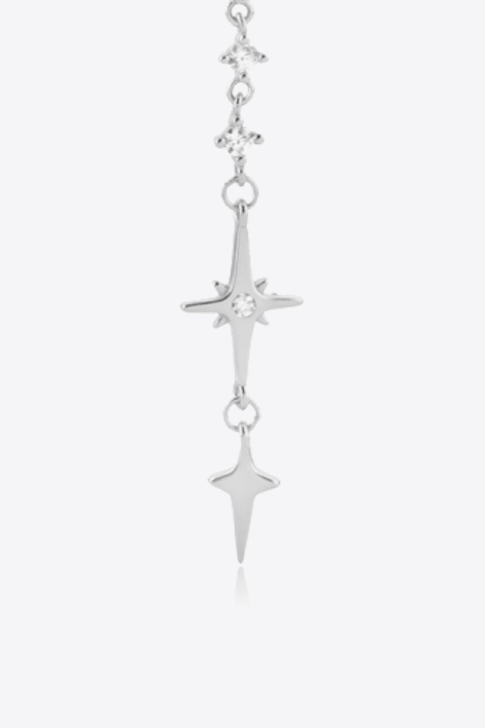 Inlaid Zircon 925 Sterling Silver Single Chain Earring