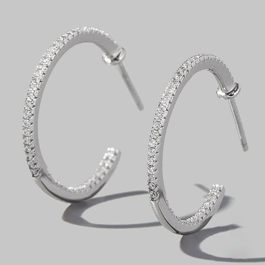 Zircon 925 Sterling Silver C-Hoop Earrings Carauana Store