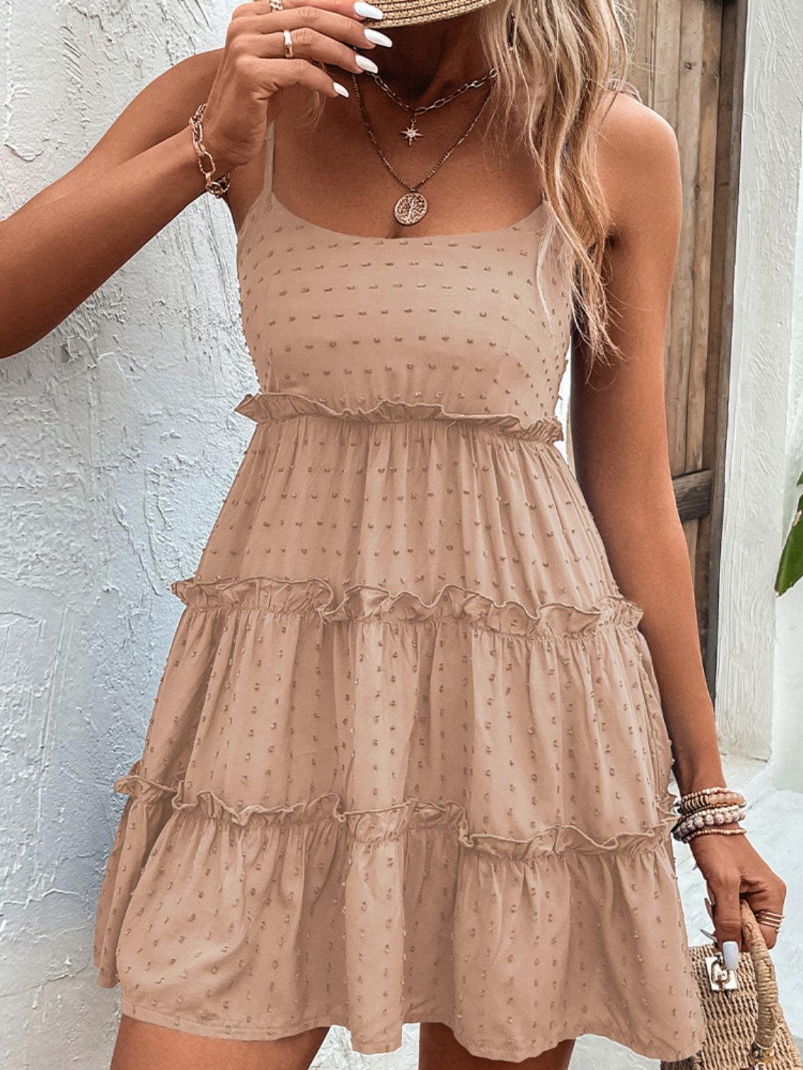 Frill Spaghetti Strap Tiered Dress