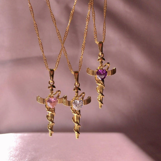 Copper Zircon Cross Pendant Necklace Carauana Store