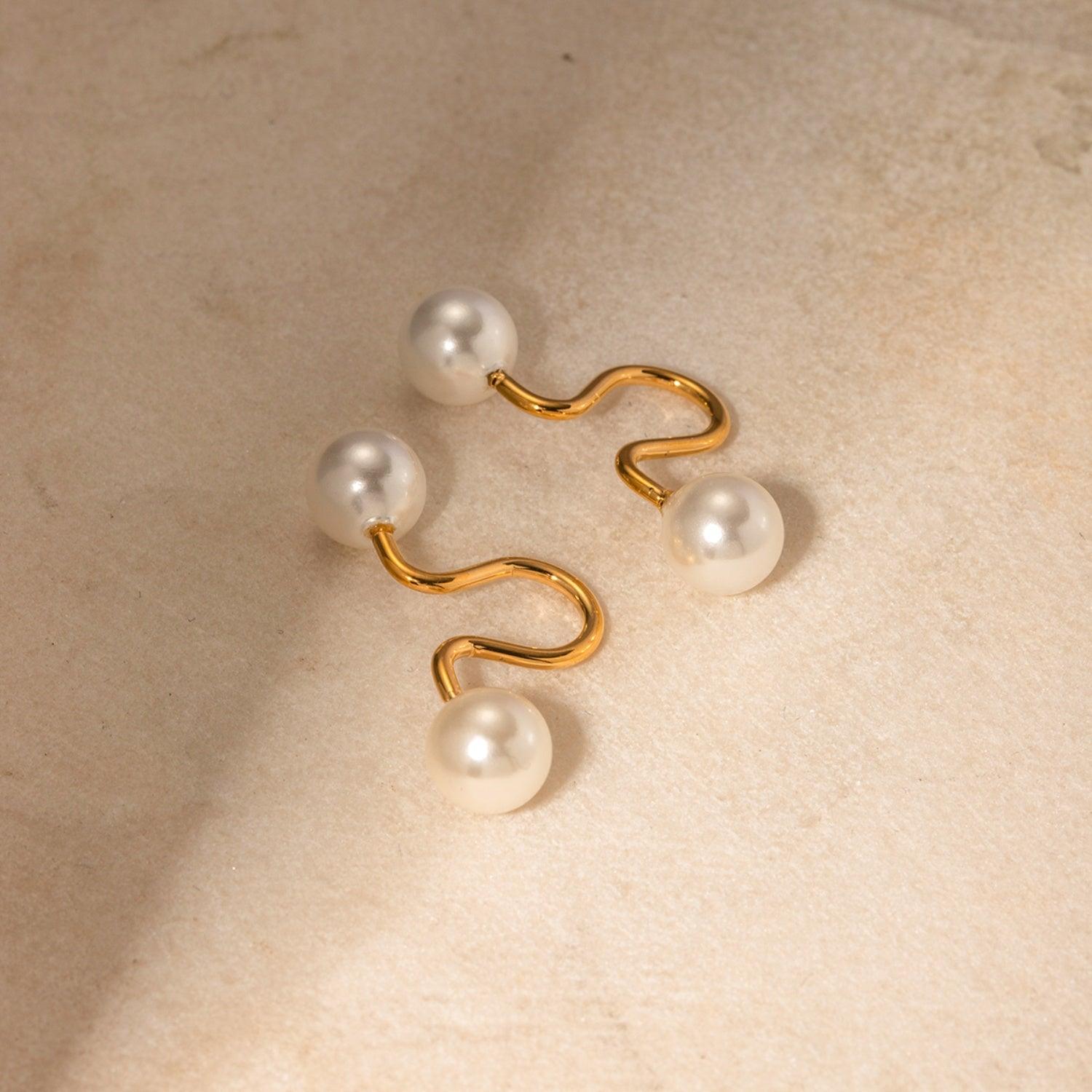 Stainless Steel Imitation Pearl Cuff Earrings