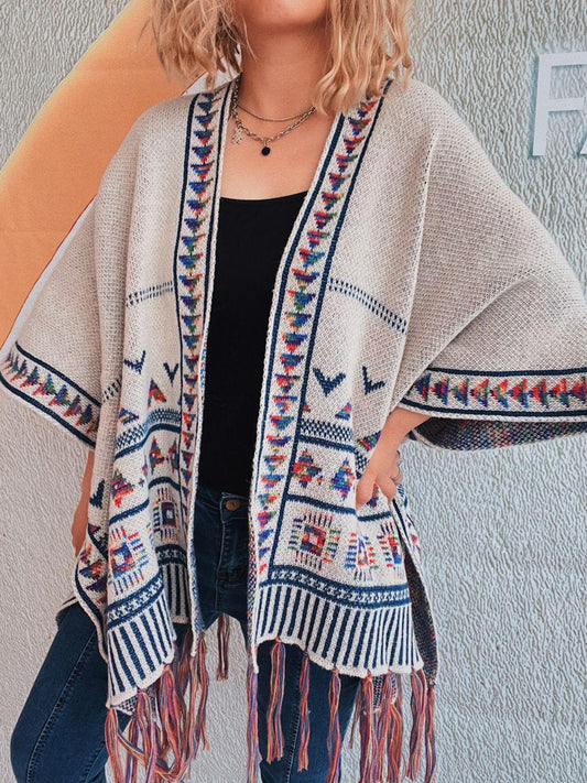 Fringe Open Front Cardigan Carauana Store