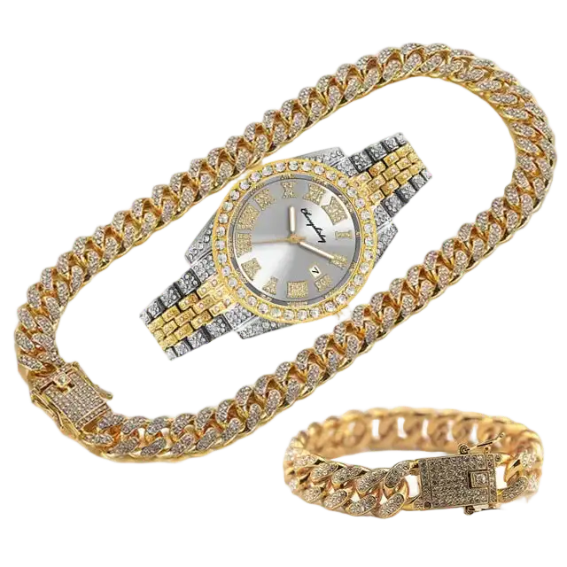 JOJO SCARLT Iced Out Watch Set – 3-Piece Bundle CaRaUaNa Fashion