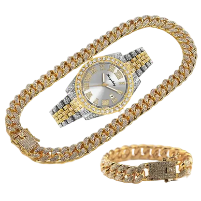 JOJO SCARLT Iced Out Watch Set – 3-Piece Bundle CaRaUaNa Fashion
