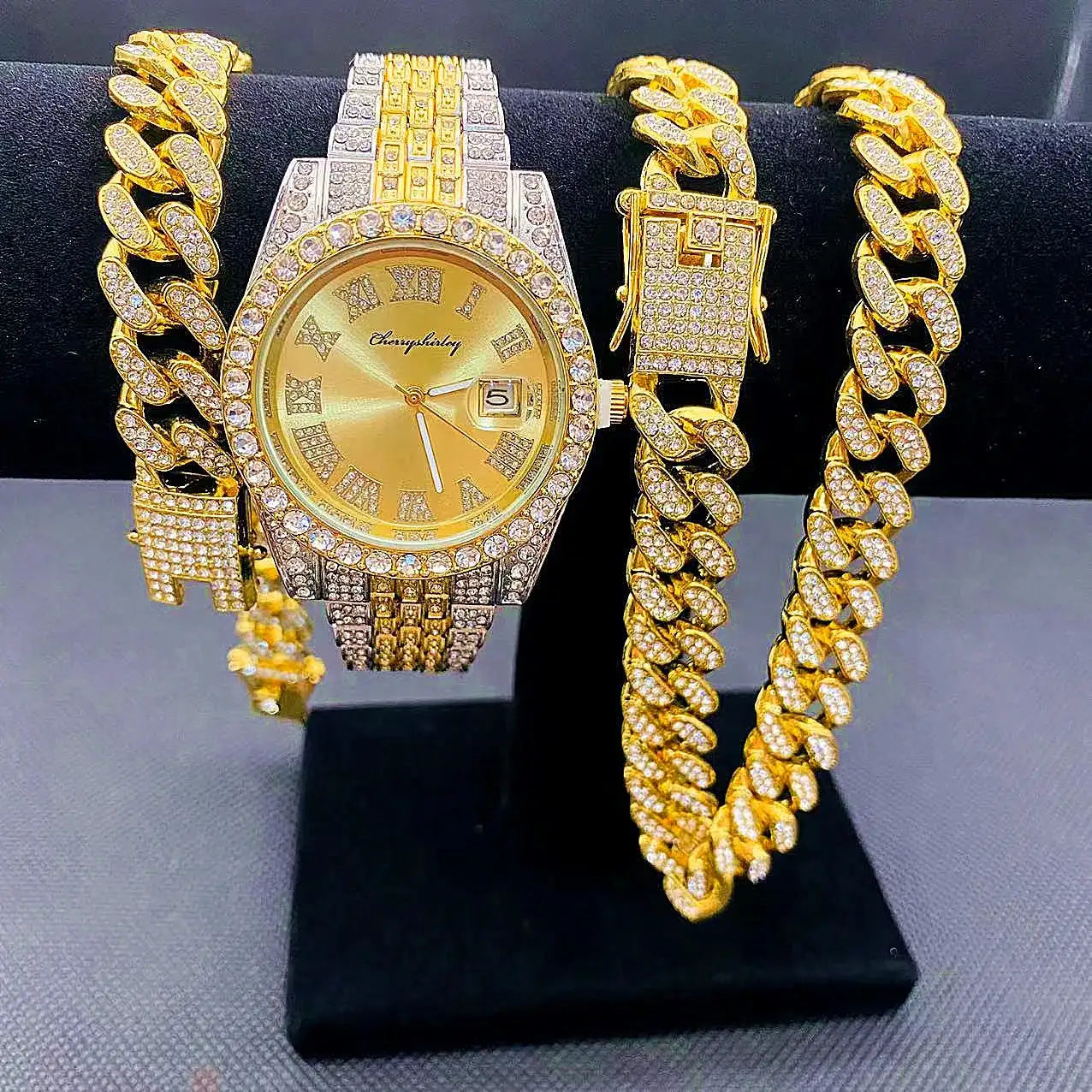 JOJO SCARLT Iced Out Watch Set – 3-Piece Bundle CaRaUaNa Fashion