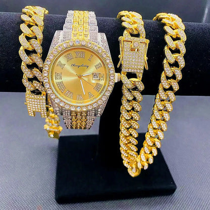 JOJO SCARLT Iced Out Watch Set – 3-Piece Bundle CaRaUaNa Fashion
